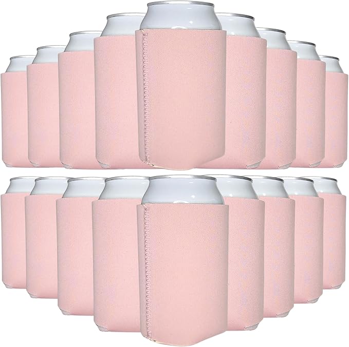 TahoeBay Neoprene Can Cooler Sleeves (50-Pack) Bulk Blank Sublimation Blanks for Vinyl Regular Size Plain Beer Coolers for Soda Cans & Bottles Black, White, Solid Color Set (Dusty Rose)