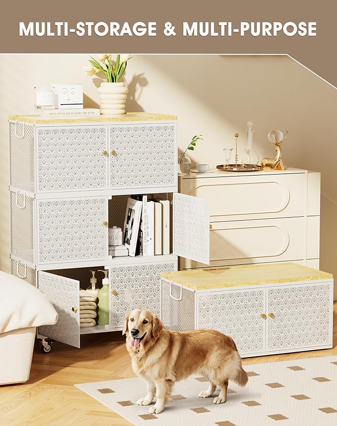 3 Tier Metal Storage Cabinet with wheels, Storage Bins with Magnetic Doors, Storage Cart for Living Room, Bedroom, Bathroom, Laundry, Kitchen