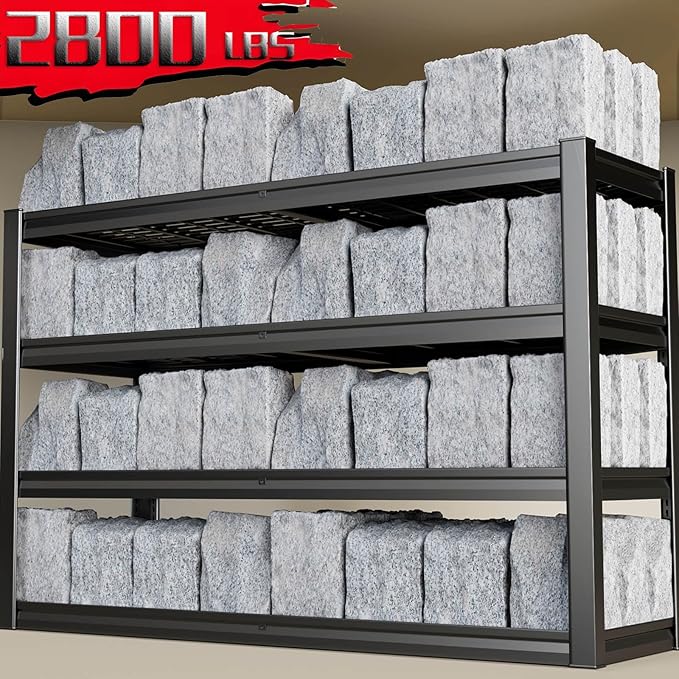 68" Wide Heavy Duty Garage Shelving Units, 4-Tier Deep Storage Shelves,Black Metal Garage Shelves,Steel Shelf,Large Storage Rack,Industrial Shelving for Shop, 68" W x 20" D x 68" H, 2 Pack