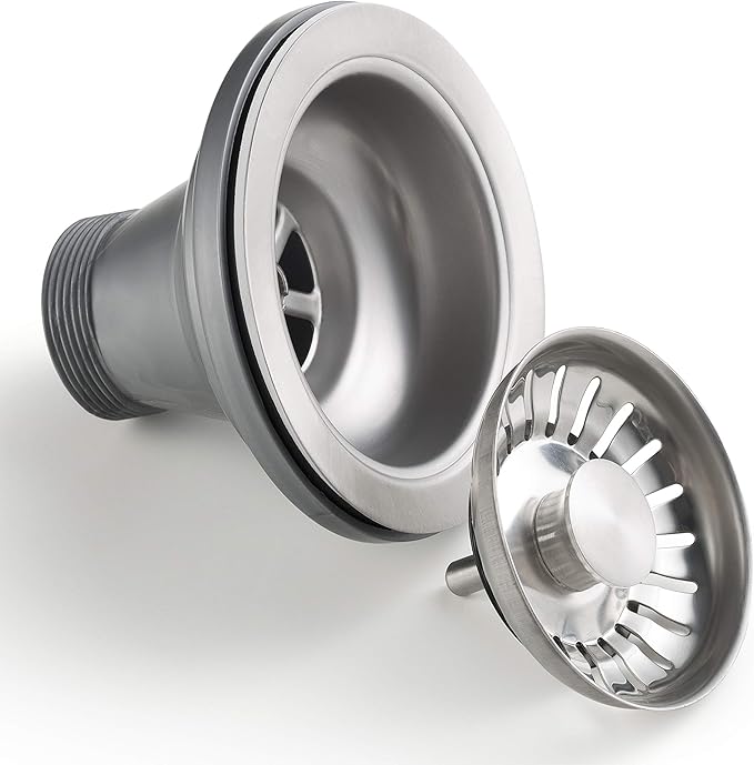 Kraus Kitchen Sink Stainless Steel Drain Assembly with Strainer, Fits Standard 3.5 in. or 4 in. Drain Openings