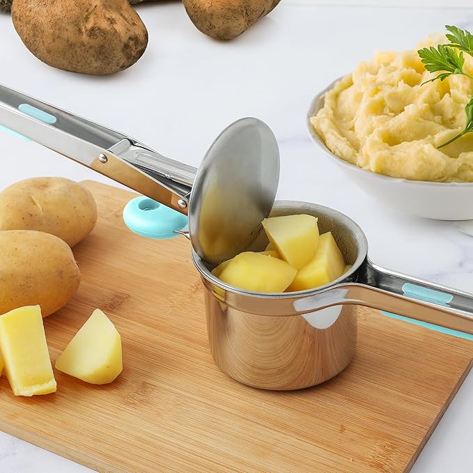 Zulay Kitchen Premium Large 15oz Potato Ricer, Heavy Duty Professional Stainless Steel Potato Masher and Ricer Kitchen Tool, Press and Mash Kitchen Gadget - Turquoise