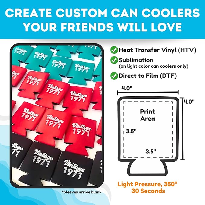 TahoeBay Neoprene Can Cooler Sleeves (50-Pack) Bulk Blank Sublimation Blanks for Vinyl Regular Size Plain Beer Coolers for Soda Cans & Bottles Black, White, Solid Color Set (Neon Green)