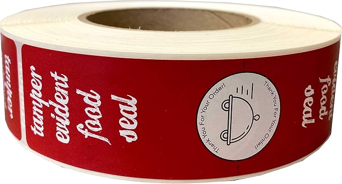InStockLabels Tamper Proof Stickers, 1.5 x 6 Inches, Red, 500 Count Seal Stickers for Secure Packaging, Tamper Evident Tape for Food Containers, Drink Labels, Food Delivery Accessories for Takeout