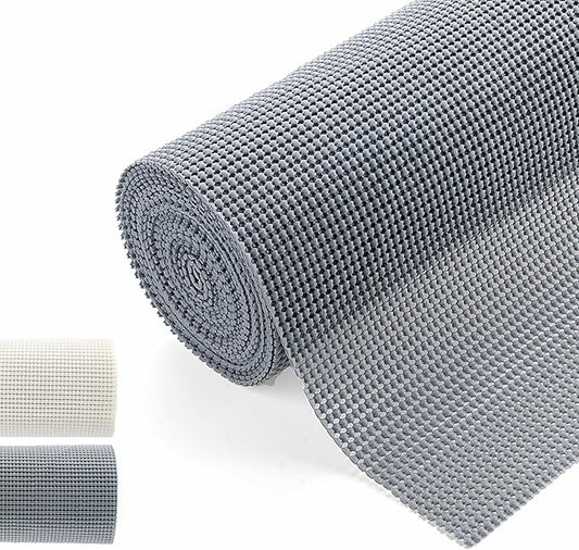 Shelf Cabinet Liner,Drawer Liners Non Adhesive Easiest Install Mat, Strong Grip Bottom,Easy Clean Non Slip Shelving Liner for Kitchen Cabinets (Grey, 12IN X 30FT)