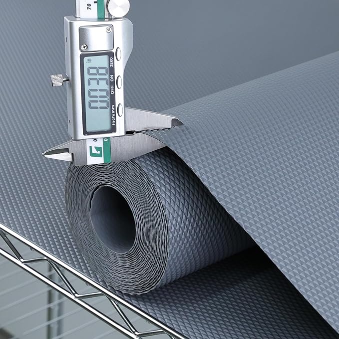 Hersvin Shelf Liners 24 in x 20 ft Thickened EVA Drawer Mats, Non-Adhesive Cupboard Pad, Kitchen Cabinet Lining Fridge Cushion (Gray Diamond, 61x610cm)