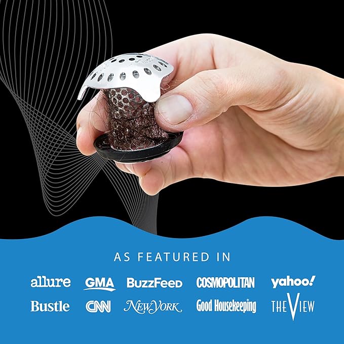 TubShroom Ultra Revolutionary Bath Tub Drain Protector Hair Catcher/Strainer/Snare, Stainless Steel, Stainless Combo