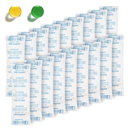Silica Gel Packs – 150 Packs 5 Gram Desiccant Packs, Moisture Absorbers for Food Storage with Color Indicating, Premium Food Grade Silica Packets for Spices, Jewelry, Shoes, Electronics