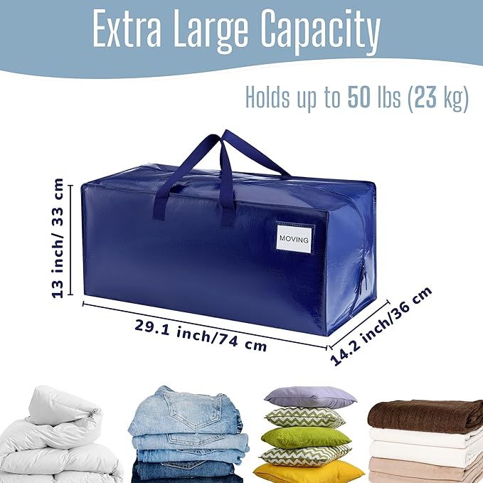 VENO 10 Pack Heavy Duty Moving Bags with Backpack Straps, Zippers & Handles, Extra Large Packing Bags for College Dorm Essentials, Moving Supplies Alternative to Cardboard Moving Boxes