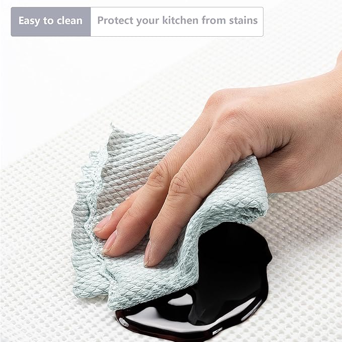 Shelf Cabinet Liner,Drawer Liners Non Adhesive Easiest Install Mat, Strong Grip Bottom,Easy Clean Non Slip Shelving Liner for Kitchen Cabinets (White, 17.5IN X20FT)