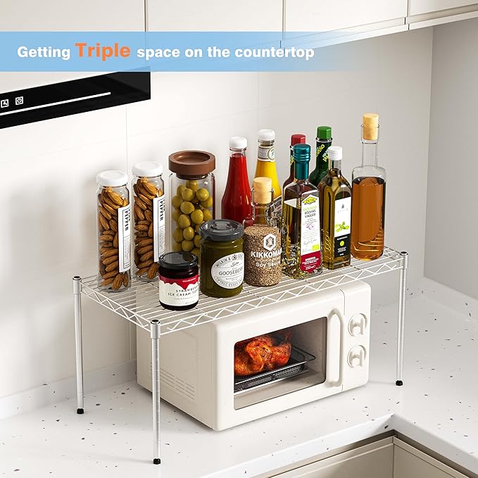 1-Tier Wire Shelf Rack,30" Wx14 Dx17 H,Single Metal Shelves Rack,Height Adjustable Metal Wire Shelving Unit and Storage KOR Kitchen,Cabinet,Countertop,Under-Sink,Closet,Pantry,Studio