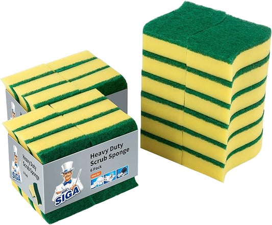 MR.SIGA Heavy Duty Scrub Sponge, 24 Count, Size:11 x 7 x 3cm, 4.3" x 2.8" x 1.2"