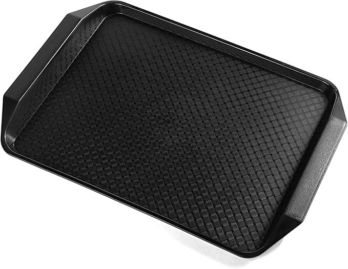 Aebeky Plastic Fast Food Tray,16.7 by 11.8-Inch,Set of 12 (Black)