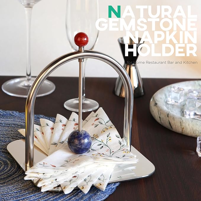 Homestia Napkin Holder for Table, Stainless Steel Napkin Holders for Paper Napkins, Cocktail Napkin Holder, Suitable for Kitchen, Restaurant, Bar, Office, Parties, Home Décor, Hotel, Cafe