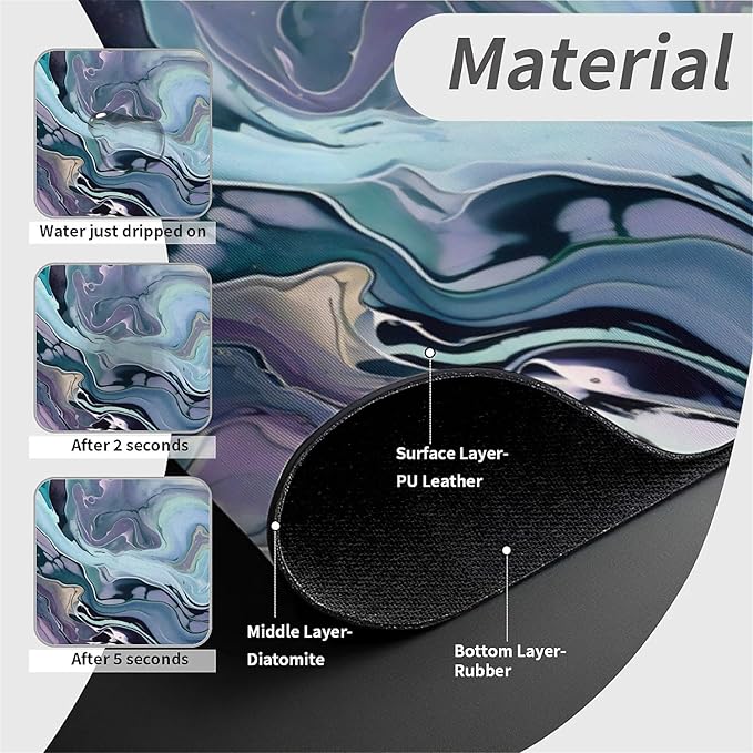 Kitchen Sink Splash Guard，Cool colors abstract marble Faucet Mat Sink Gadgets-Super Absorbent Fast Drying Mat Drip Catcher for Kitchen, Bathroom,Sink Mat, Dish Drying Mat, Bathroom(15" X 5.5" )