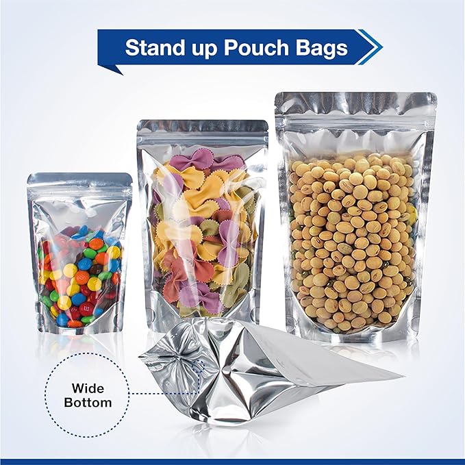 BELLE KR® 6x9 Mylar Bags Stand Up - Pack Of 1000-7.5mil Thick - Clear Mylar Bags with See Through Window for Freeze Dryer