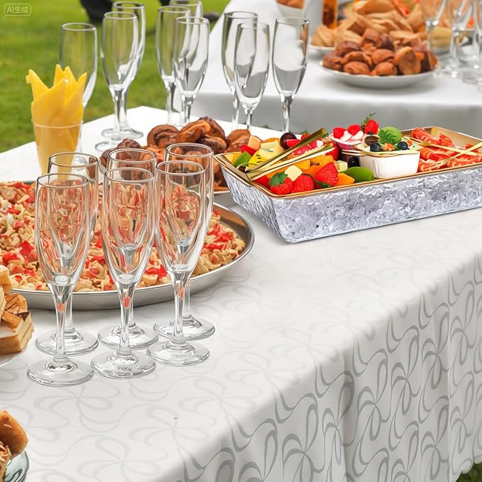 Baderke 1 Set 16" x 9.45" Chilled Serving Tray for Parties with Compartments and Lid Charcuterie Serving Board Ice Rectangle Chilled Party Platter for Seafood Vegetable Fruit Shrimp Cocktail (Gold)
