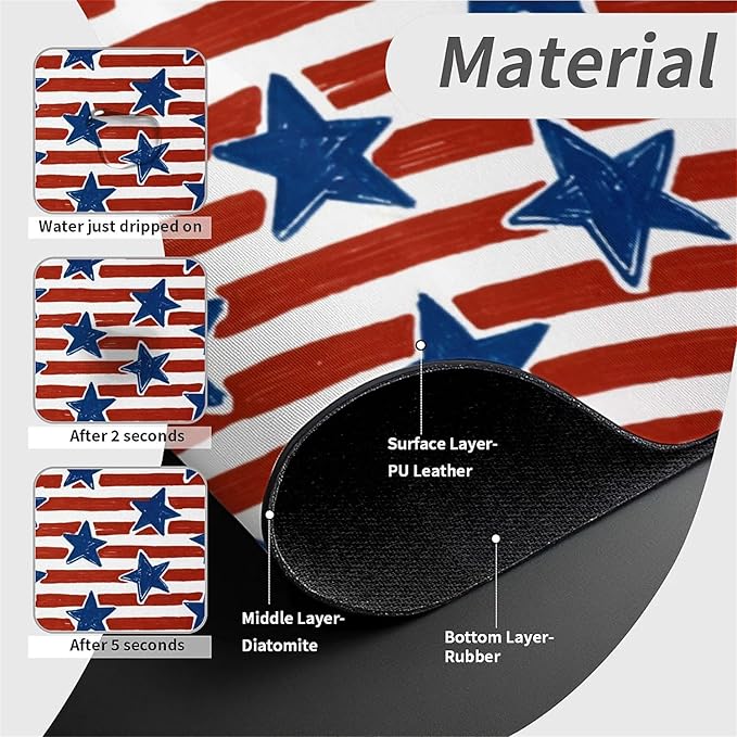 Kitchen Sink Splash Guard，Stripes and stars Faucet Mat Sink Gadgets-Super Absorbent Fast Drying Mat Drip Catcher for Kitchen, Bathroom,Sink Mat, Dish Drying Mat, Bathroom(15" X 5.5" )