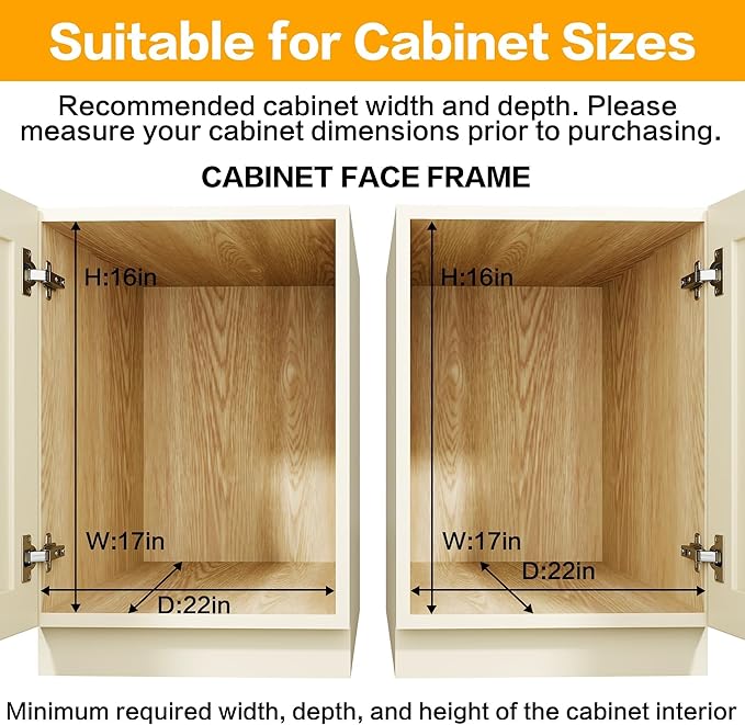 QUYUWU 2-Tier Kitchen Cabinet Pull Out Shelf and Drawer Organizer Slide Out Pantry Storaqe Basket in Multiple Sizes (16" W x 21" D)