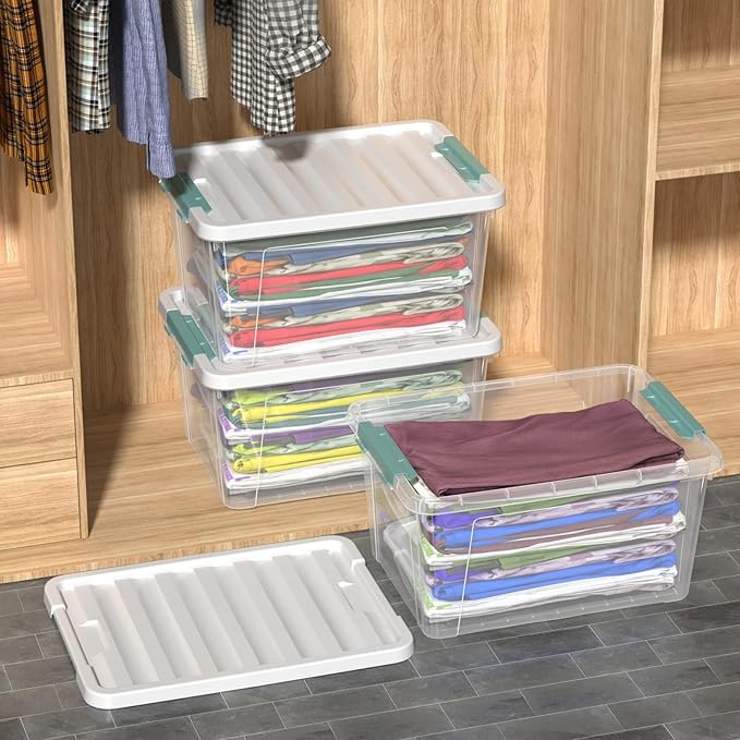 Sandmovie 36 Quart Large Clear Storage Bins, Plastic Storage Box, 6 Packs