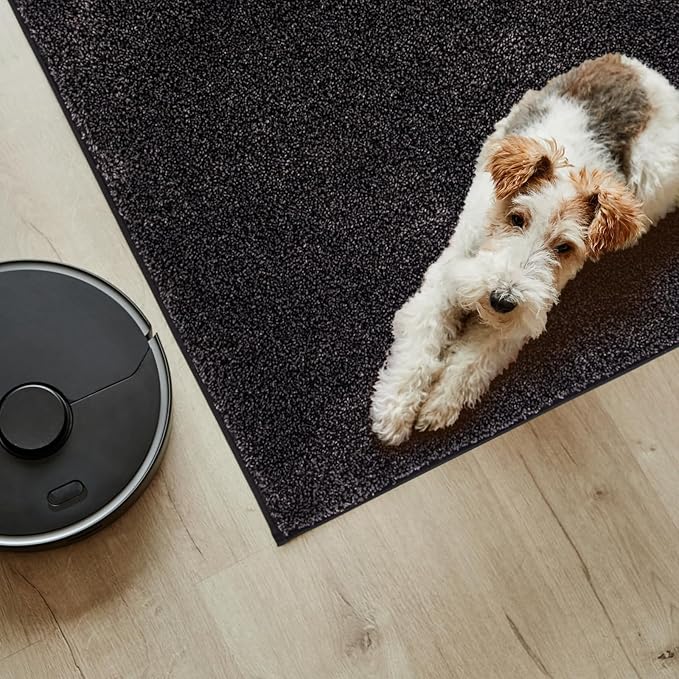 PURRUGS Easy Care Area Rug 4.5ft x 7ft, Non-Slip Washable Entryway Rug, Dog Door Mat, Stain Resistant Accent Rug for Hallway, Living Room, Bedroom and Mudroom, Charcoal