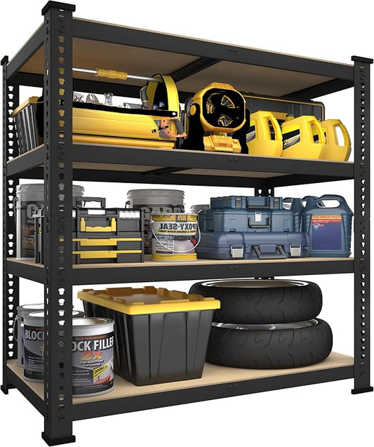 PrimeZone 40" W x 20" D x 59" H Heavy Duty Storage Shelves, 4 Tier Adjustable Garage Shelving Unit, Metal Organizer Shelf Utility Rack for Warehouse Pantry Closet Kitchen, Black