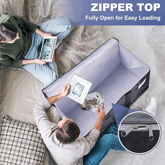 StorageRight Heavy Duty Moving Boxes-Moving Bags with Zipper, Reinforced Handles and Tag Pocket-Collapsible Moving Supplies-Totes for Storage Great for Moving, Storage and Travel 93L(Gray-8 Pack)