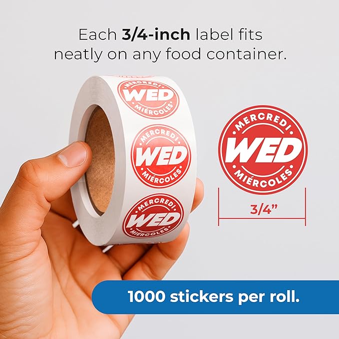Easy Identification Date Stickers 7,000 Days of The Week Stickers – Wednesday 3/4" Days of The Week Food Labels – Day Dots for Food – Restaurant Supplies – Best by Commercial Kitchen Supplies