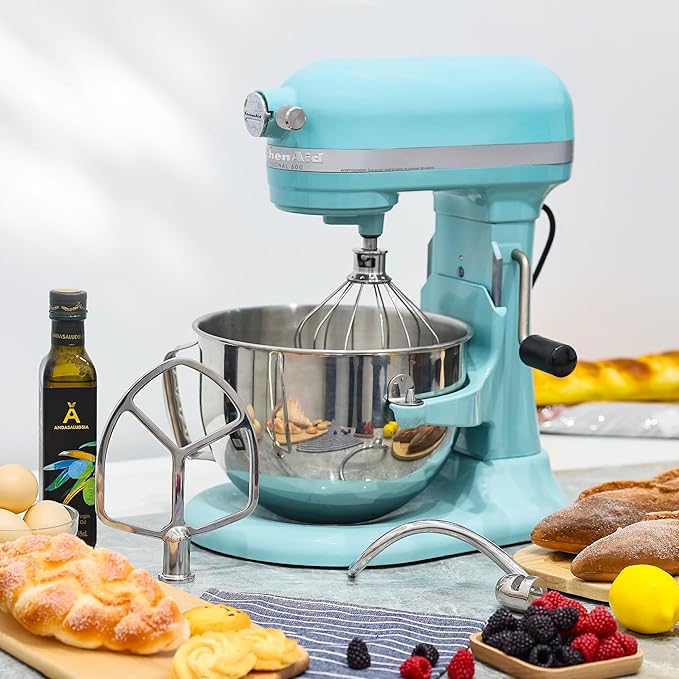 Wiselet Stainless Steel Accessories for KitchenAid 5-6 Qt Bowl-Lift Stand Mixer, Includes 6 Wire Whisk, Beater, Dough Hook, Dishwasher Safe and Heavy Duty, fits for KP26, KL26, KB26, KSM55/60