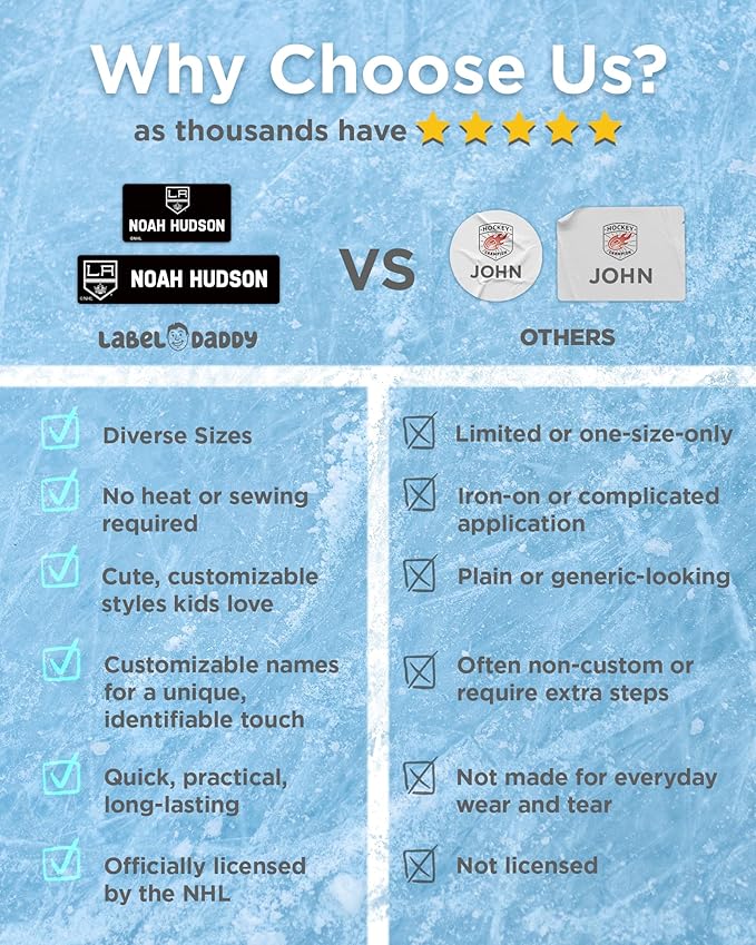 NHL Hockey Labels - Custom Peel and Stick, Waterproof - Great for Organization, Sports, School, Day Camp Labels - 155 Pack (Los Angeles Kings)