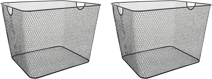 YBM Home Kitchen Pantry Organizer Wire Baskets for Shelves, Cabinets, Pantry, Countertop, Mesh Open Storage Bin Metal Basket for Organizing Food Supplies, 2 Pack