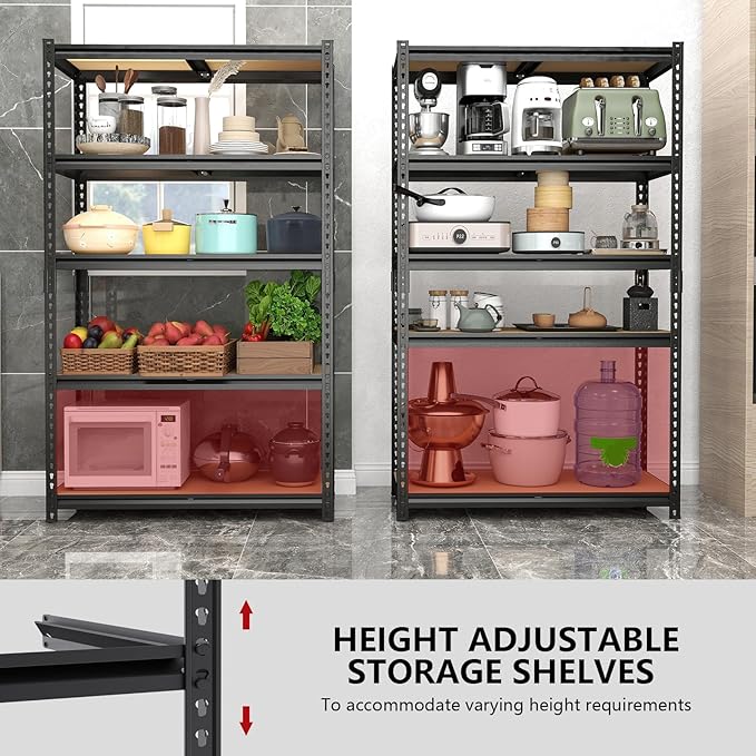72" H Garage Shelves,Storage Shelves Heavy Duty,2400LBS Heavy Duty Garage Shelving,Adjustable 5 Tier Shelving for Garage Storage,Warehouse,16"x35.5"x72"