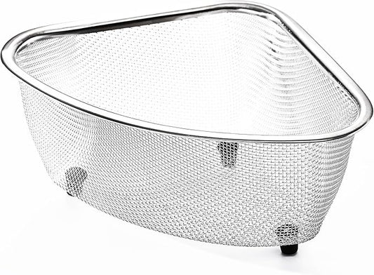 Fox Run Large Stainless Steel Triangular Colander, 3 Quart Pasta Strainer, 7” x 9.25” x 4”