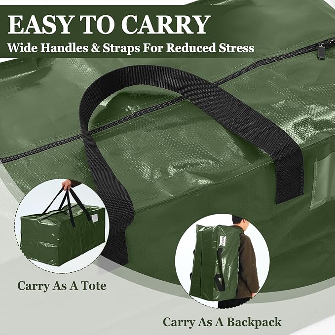 4 Pcs 24 Gallon Extra Large Moving Bags Heavy Duty Storage Bag with Strong Zipper Handle Foldable XXL Jumbo Storage Tote Packing Moving Box for College Dorm Travel Cloth Duffle (Green)