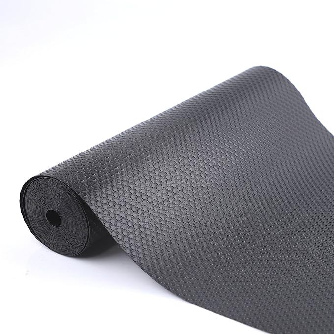 Shelf Liner Non-Slip 18 Inch Wide X 20 Ft Kitchen Cabinet Drawer Liners Waterproof & Oil-Proof Drawer Mat for Cupboard Pantry Non Adhesive Refrigerator Shelf Liner Strong Grip Cabinet Mat (Black)