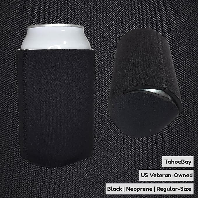 TahoeBay Neoprene Can Cooler Sleeves (50-Pack) Bulk Blank Sublimation Blanks for Vinyl Regular Size Plain Beer Coolers for Soda Cans & Bottles Black, White, Solid Color Set (Black)