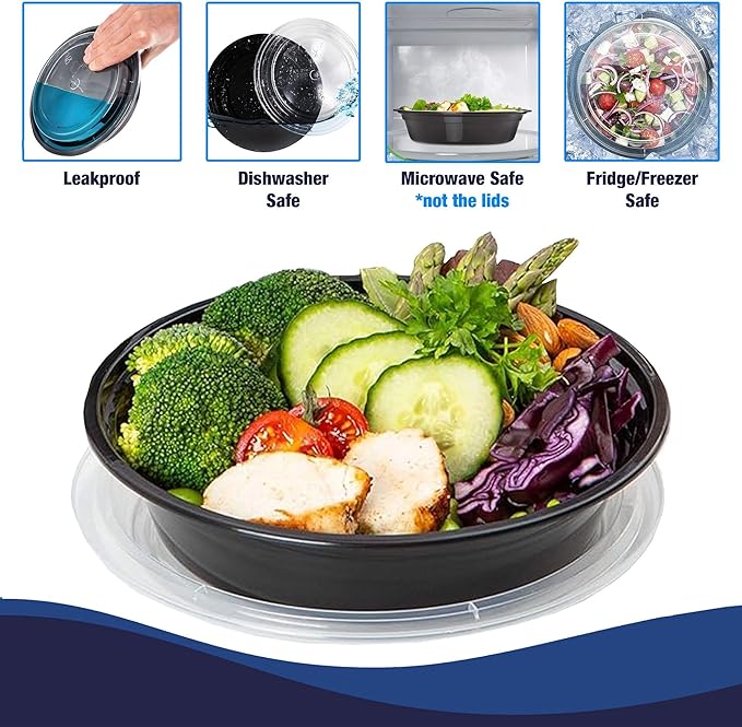 Ruthy's Outlet Meal Prep Containers with Lids, Food container bowl - BPA-Free, Stackable, Freezer & Dishwasher Safe, Reusable Food Storage for Lunch, Portion Control & Meal Prep (150 Pack, 24 oz)