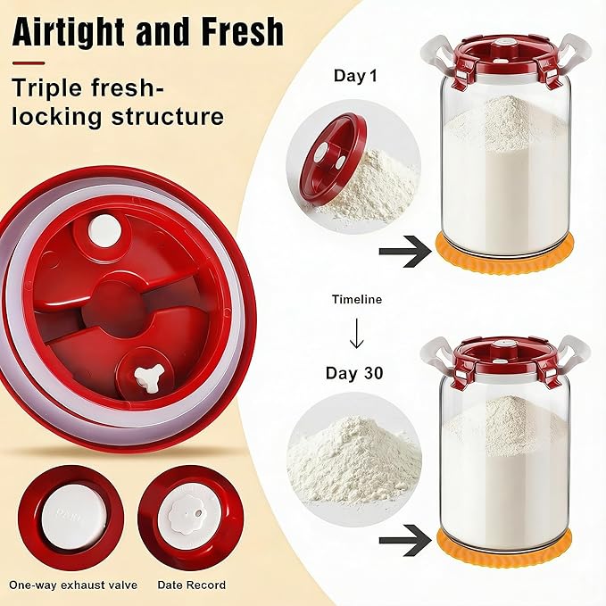 Premium 2.6 Gallon Glass Flour Storage Container with Airtight Lid - Large 13 lb Capacity, BPA-Free Canister for Flour, Sugar, Rice & Pantry Organization