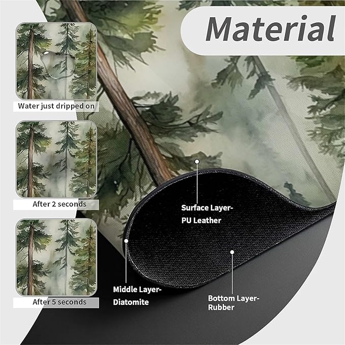 Kitchen Sink Splash Guard，Tall pine trees Faucet Mat Sink Gadgets-Super Absorbent Fast Drying Mat Drip Catcher for Kitchen, Bathroom,Sink Mat, Dish Drying Mat, Bathroom(15" X 5.5" )