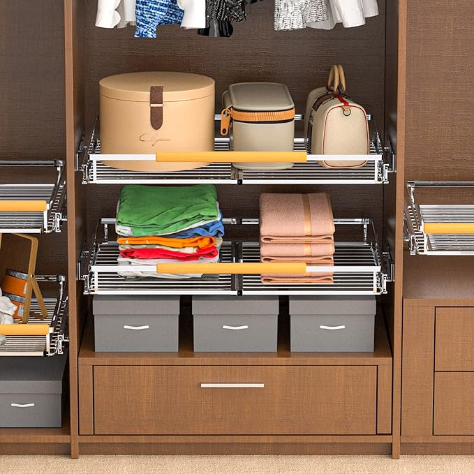 KIKIBRO Pull Out Drawer Cabinet Organizer, Expandable Slide Out Storage Shelves - Heavy Duty, Durable and Smooth Slide-Out, 23" x 40" Wide x 22.5" Deep, 1 Pack