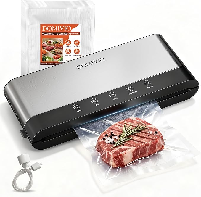 Vacuum Sealer Machine for Food, 85kPa Strong Suction Food Saver with LED Touch Panel, Dry & Moist Modes, Quick & Easy Vacuum Sealer for Food Storage & Meal Prep, Includes 20 BPA-Free Bags