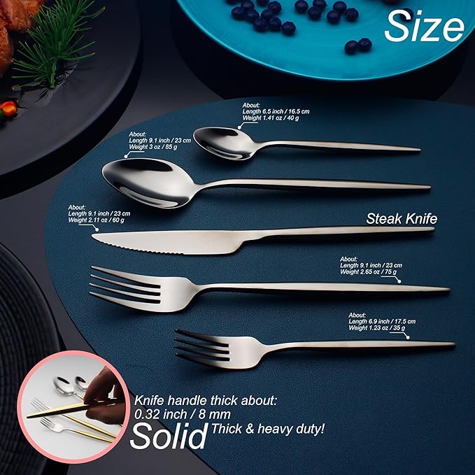 CHAAMFORGE 20 Piece Luxury Silverware Set for 4 Black Mirror-Polished 18/10 Stainless Steel Heavy Flatware Set Modern Cutlery Set Knife/Fork/Spoon with Gifts for Home & Restaurant