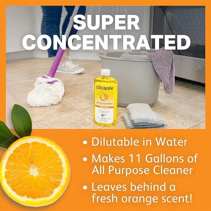 Citra Solv Concentrated Household Cleaner & Degreaser -Valencia Orange Scent 8 fl oz Safe, Effective, and Versatile Cleaning Solution, Natural Ingredients Non Toxic,Biodegradable, Made in USA (2)