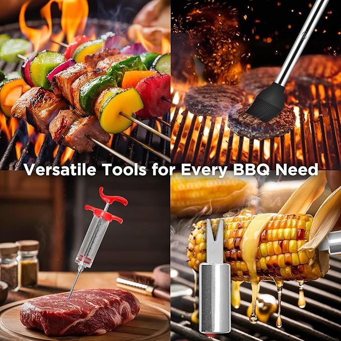 Kaluns BBQ Accessories, Complete Grill Set Grilling Gifts for Men Dad, 40 Pcs Premium Heavy Duty Stainless Steel Barbecue Grill Accessories for Outdoor Grill for Men Dad