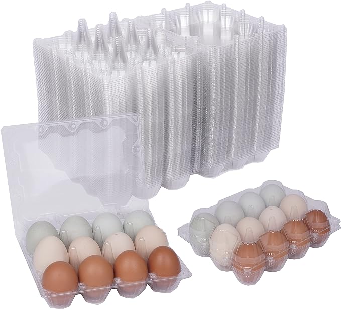 70 Pack Plastic Egg Carton Reusable Clear Egg Cartons for Chicken Eggs, Hold 12 Eggs Each