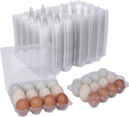 70 Pack Plastic Egg Carton Reusable Clear Egg Cartons for Chicken Eggs, Hold 12 Eggs Each