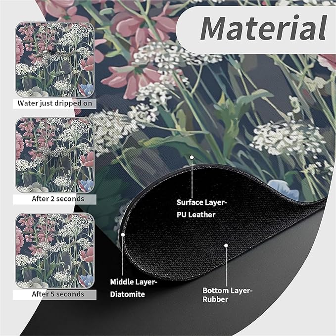 Kitchen Sink Splash Guard，Daisies and marigolds Faucet Mat Sink Gadgets-Super Absorbent Fast Drying Mat Drip Catcher for Kitchen, Bathroom,Sink Mat, Dish Drying Mat, Bathroom(15" X 5.5" )
