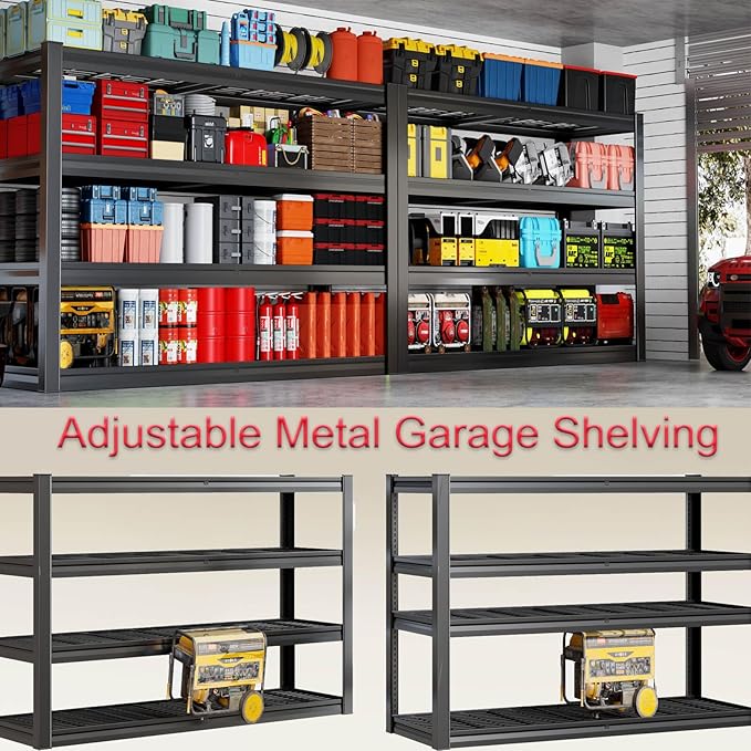 65" Wide Heavy Duty Garage Shelving Units, 6-Tier Deep Storage Shelves,Black Metal Garage Shelves,Steel Shelf,Large Storage Rack,Industrial Shelving for Shop, 65" W x 24" D x84 H,2 Pack
