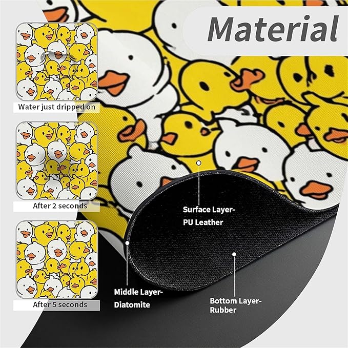 Kitchen Sink Splash Guard，Cute Duck Faucet Mat Sink Gadgets-Super Absorbent Fast Drying Mat Drip Catcher for Kitchen, Bathroom,Sink Mat, Dish Drying Mat, Bathroom(15" X 5.5" )