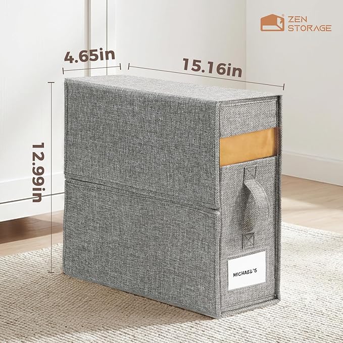 6Pack Sheet Organizers and Storage - King/Queen Size Sheet Storage Organizer with Window, Foldable & Dustproof Sheet Organizer for Linen Closet for Summer Blankets & Sheet Sets,Grey