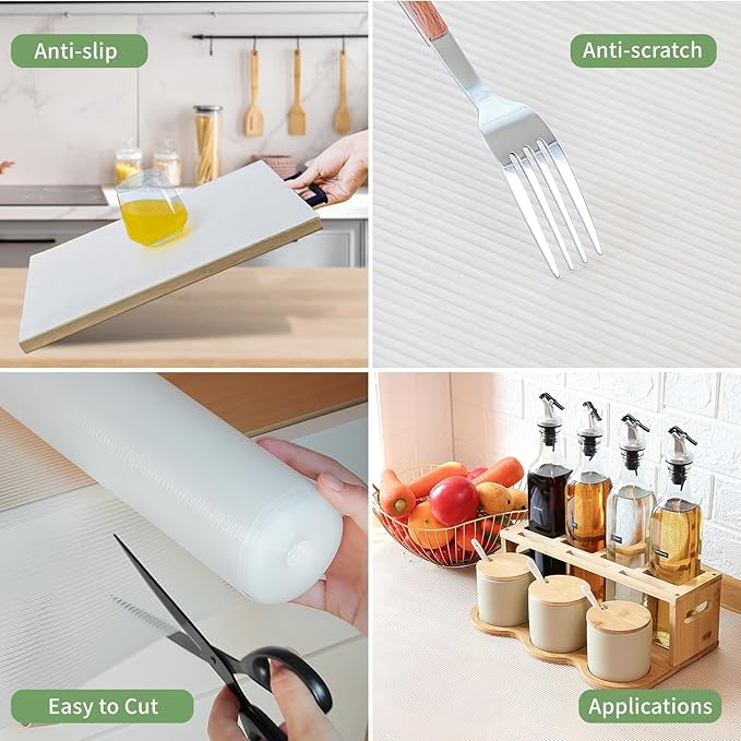 Shelf Liners 15 inch x 20 ft Shelf Liners for Kitchen cabinets nonstick Lining Drawer Mats EVA Protector for Cupboard (Clear Ribbed,15 inch x 20 ft)